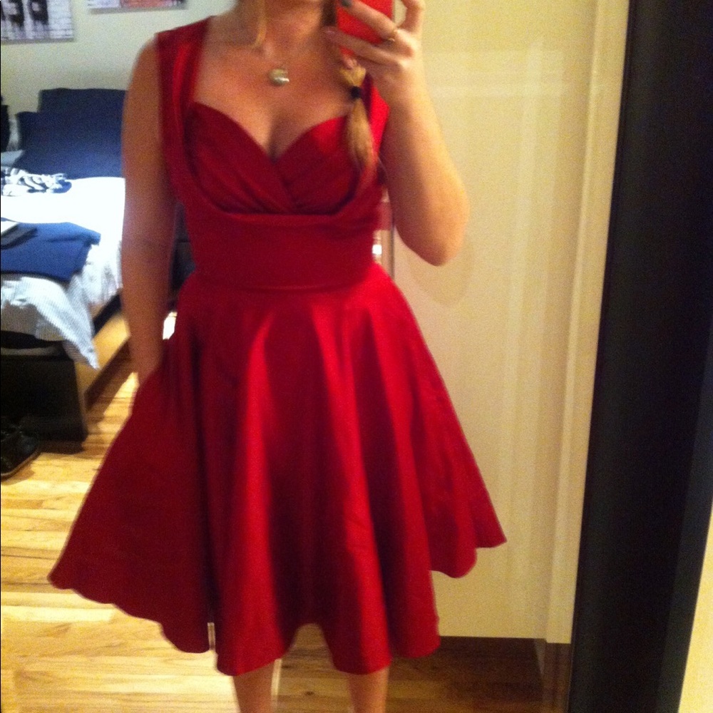 ModCloth Red Vintage Style Midi Party Dress